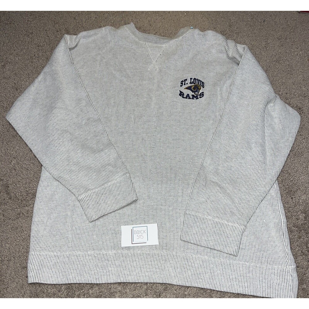 VINTAGE NFL STL Rams Grey Men's XL Long Sleeve Pullover Made By The Edge